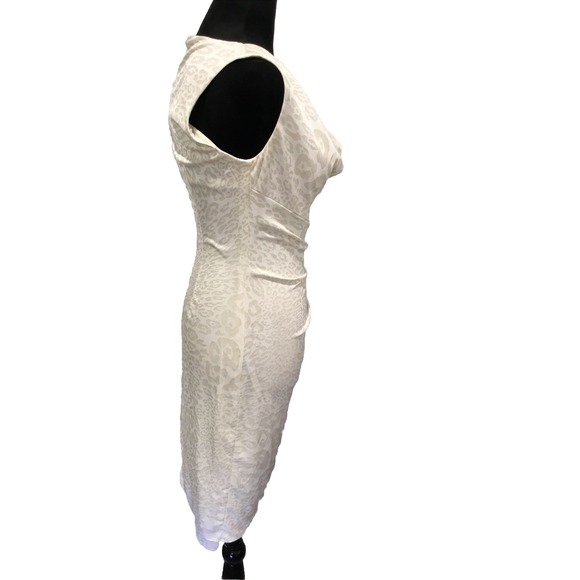 cache dress Xs Cream gold leopard print Cowl neck zipper Rebelchic glam rock - Picture 8 of 14